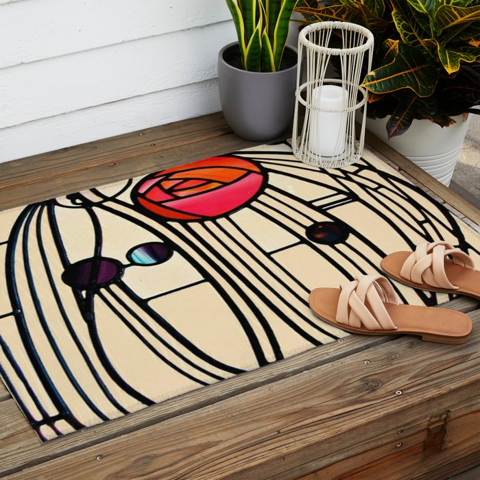 Charles Rennie Mackintosh window Outdoor Rug Gallery Image 2