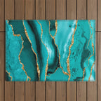 Aqua Turquoise Day Blue Galaxy Marble Outdoor Rug Gallery Image 1