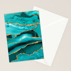Aqua Turquoise Day Blue Galaxy Marble Stationery Card Gallery Image 2