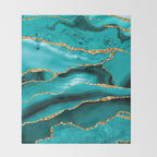 Aqua Turquoise Day Blue Galaxy Marble Throw Blanket Gallery Image 2