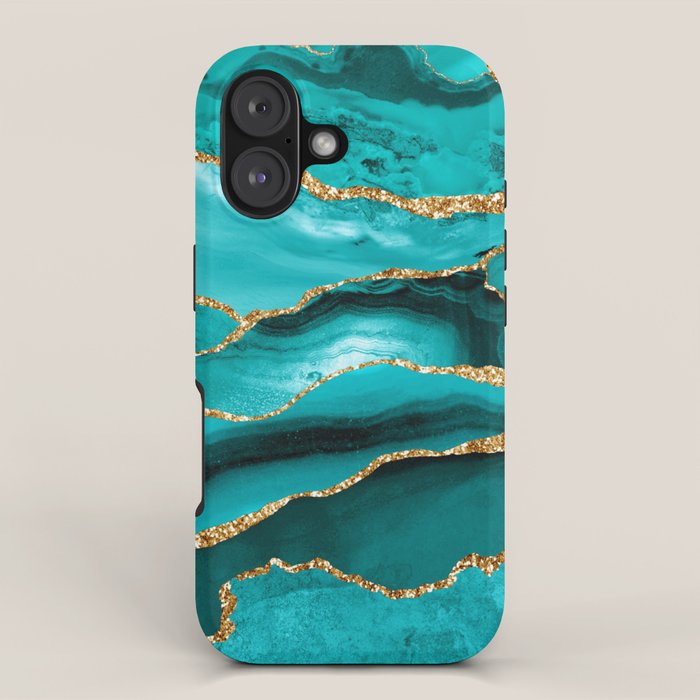 Aqua Turquoise Day Blue Galaxy Marble iPhone Case Gallery Image 1