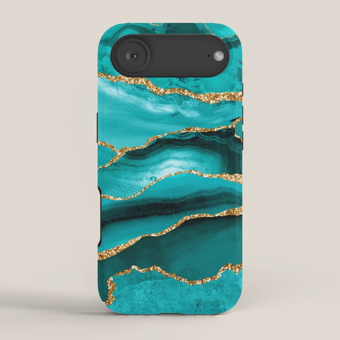 Aqua Turquoise Day Blue Galaxy Marble iPhone Case Gallery Image 2