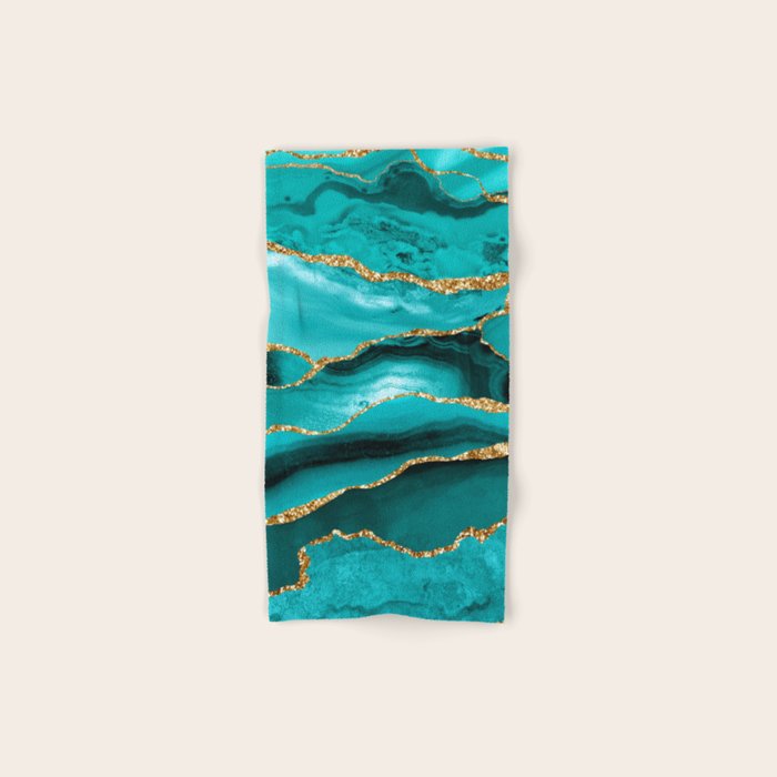 Aqua Turquoise Day Blue Galaxy Marble Bath Towel Gallery Image 1