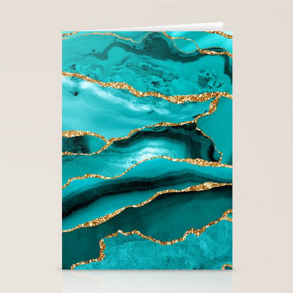 Aqua Turquoise Day Blue Galaxy Marble Stationery Card Gallery Image 1