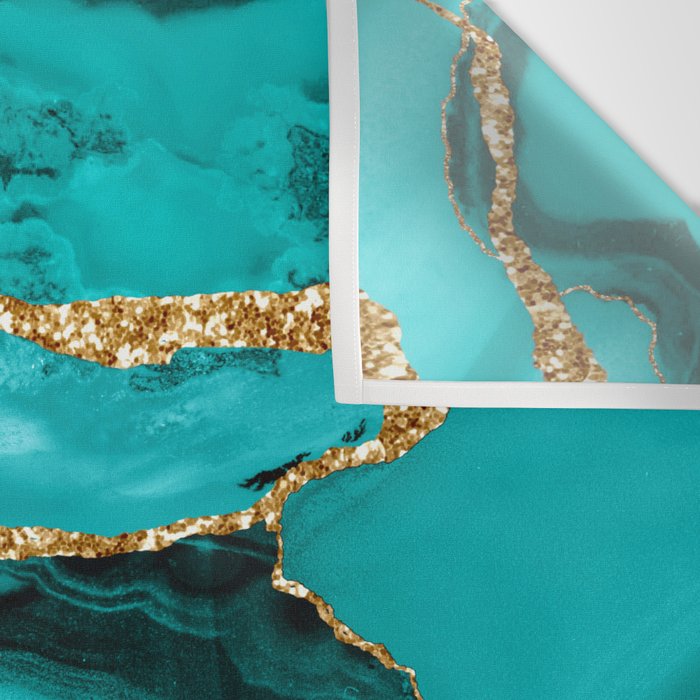 Aqua Turquoise Day Blue Galaxy Marble Wall Tapestry Gallery Image 3