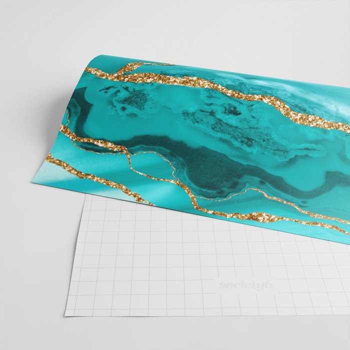 Aqua Turquoise Day Blue Galaxy Marble Wrapping Paper Gallery Image 2