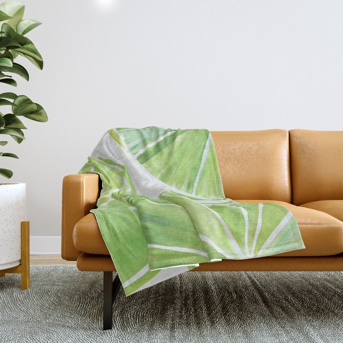 Fresh Lime Citrus Abstract Watercolor Throw Blanket Gallery Image 1