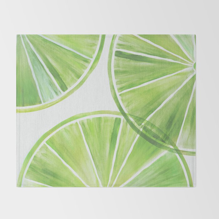 Fresh Lime Citrus Abstract Watercolor Throw Blanket Gallery Image 2
