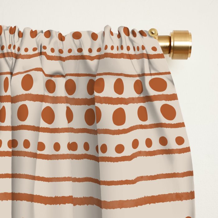Bamako Textured Striped and Dotted Pattern in Putty and Clay Window Curtain Gallery Image 2