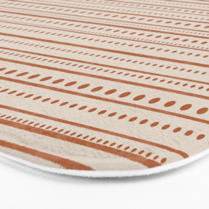 Bamako Textured Striped and Dotted Pattern in Putty and Clay Bath Mat Gallery Image 3