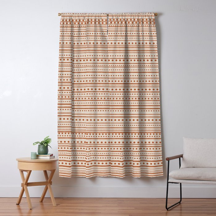 Bamako Textured Striped and Dotted Pattern in Putty and Clay Window Curtain Gallery Image 1