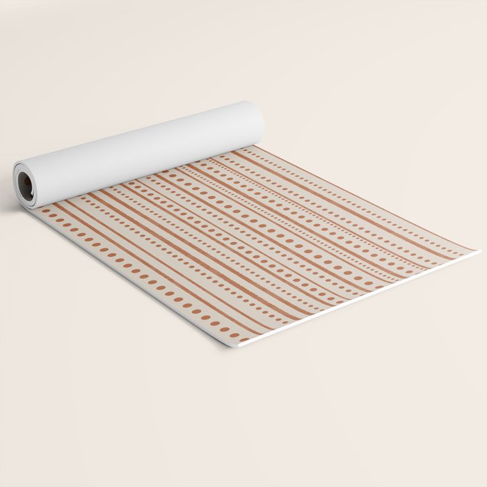 Bamako Textured Striped and Dotted Pattern in Putty and Clay Yoga Mat Gallery Image 2