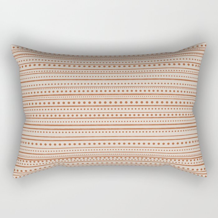 Bamako Textured Striped and Dotted Pattern in Putty and Clay Rectangular Pillow Gallery Image 1