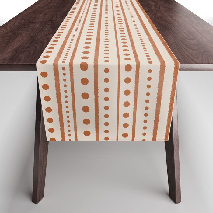 Bamako Textured Striped and Dotted Pattern in Putty and Clay Table Runner Gallery Image 1