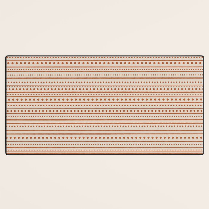 Bamako Textured Striped and Dotted Pattern in Putty and Clay Desk Mat Gallery Image 3