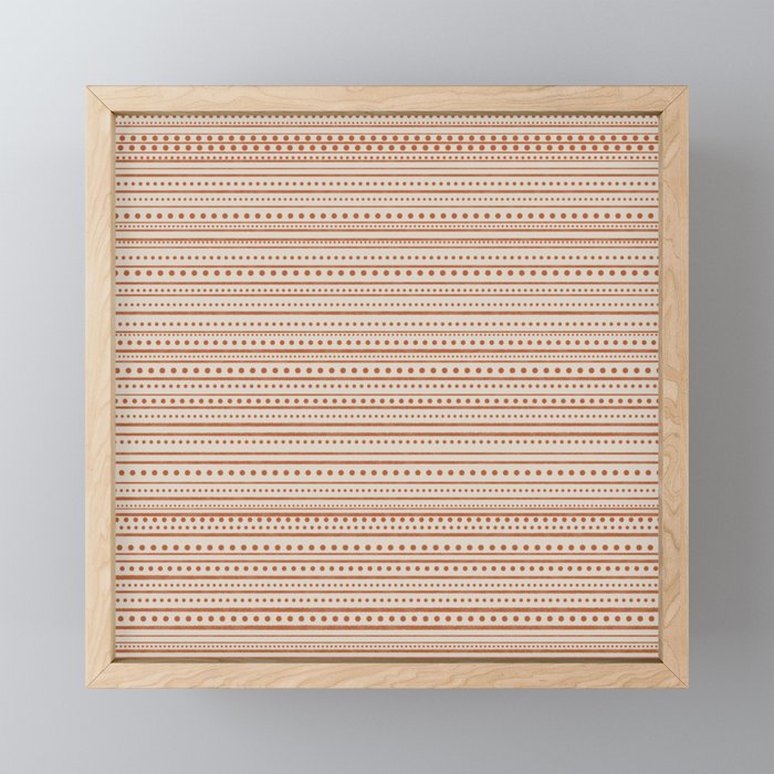 Bamako Textured Striped and Dotted Pattern in Putty and Clay Mini Art Print Gallery Image 1