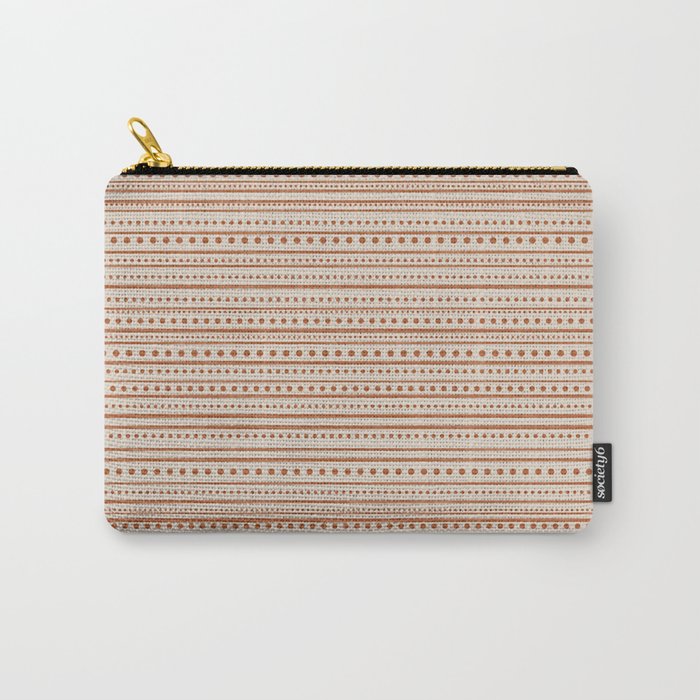 Bamako Textured Striped and Dotted Pattern in Putty and Clay Carry All Pouch Gallery Image 1