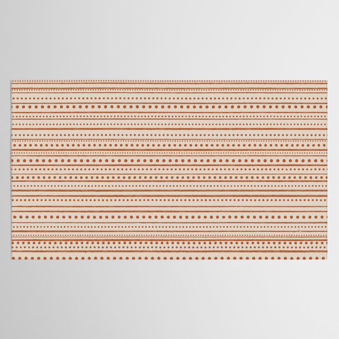 Bamako Textured Striped and Dotted Pattern in Putty and Clay Tablecloth Gallery Image 2