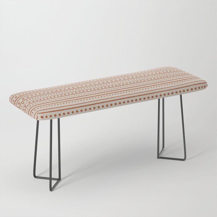 Bamako Textured Striped and Dotted Pattern in Putty and Clay Bench Gallery Image 1