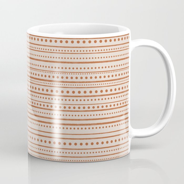 Bamako Textured Striped and Dotted Pattern in Putty and Clay Coffee Mug Gallery Image 1