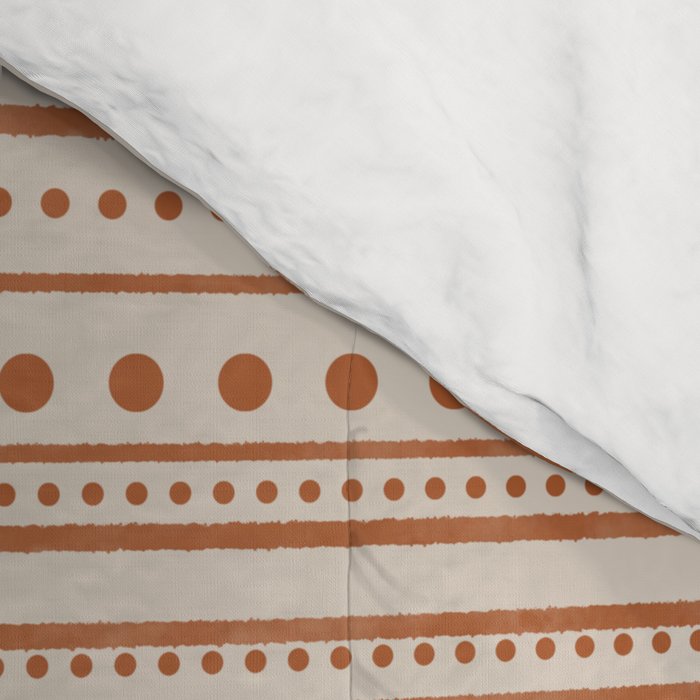 Bamako Textured Striped and Dotted Pattern in Putty and Clay Comforter Gallery Image 4