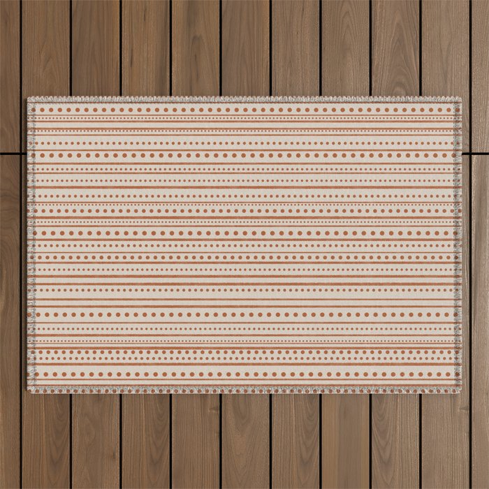 Bamako Textured Striped and Dotted Pattern in Putty and Clay Outdoor Rug Gallery Image 1