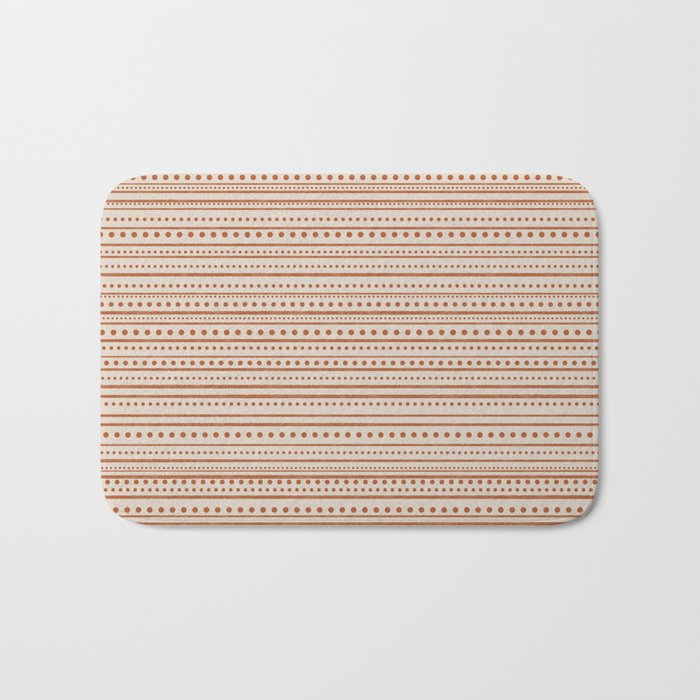 Bamako Textured Striped and Dotted Pattern in Putty and Clay Bath Mat Gallery Image 1