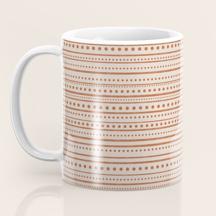 Bamako Textured Striped and Dotted Pattern in Putty and Clay Coffee Mug Gallery Image 3
