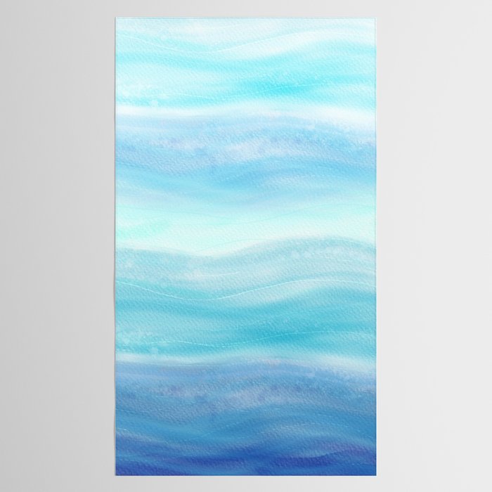 Sea Waves, Abstract Watercolor Painting Tablecloth Gallery Image 2