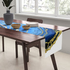 Cobalt blue and gold geode in watercolor (2) Table Runner Gallery Image 2