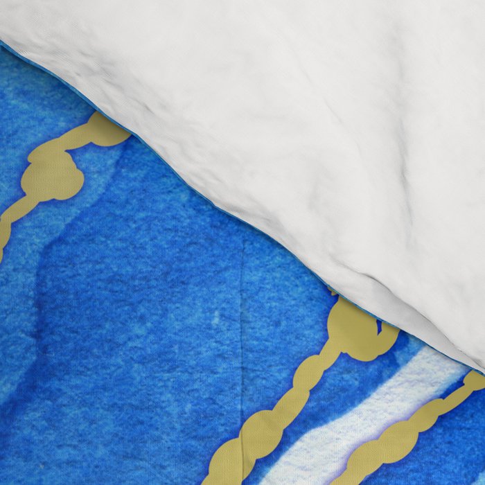 Cobalt blue and gold geode in watercolor (2) Comforter Gallery Image 4
