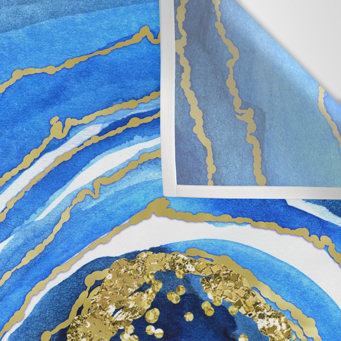 Cobalt blue and gold geode in watercolor (2) Wall Tapestry Gallery Image 3