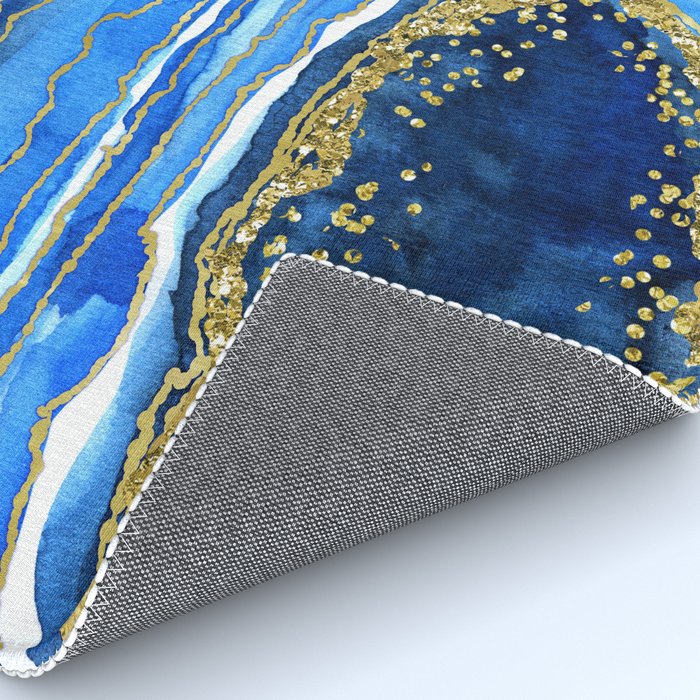 Cobalt blue and gold geode in watercolor (2) Rug Gallery Image 4
