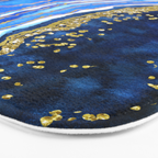 Cobalt blue and gold geode in watercolor (2) Bath Mat Gallery Image 3