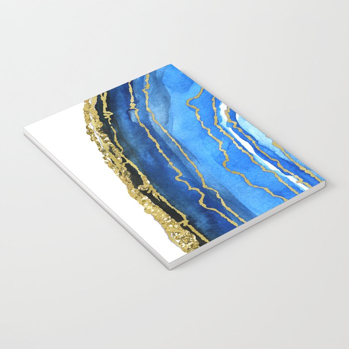 Cobalt blue and gold geode in watercolor (2) Notebook Gallery Image 3