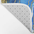 Cobalt blue and gold geode in watercolor (2) Bath Mat Gallery Image 2