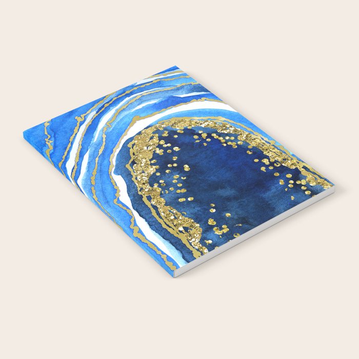 Cobalt blue and gold geode in watercolor (2) Notebook Gallery Image 2