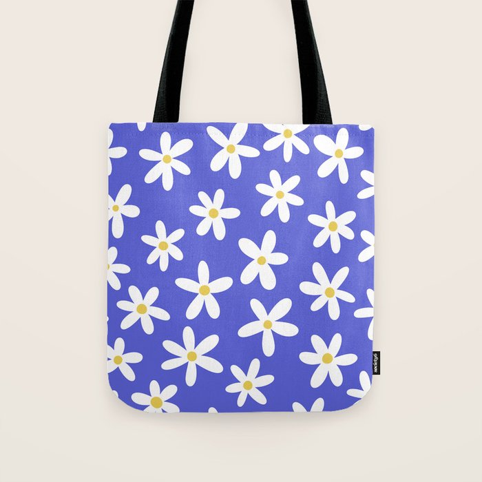 Daisies -- Blue Tote Bag Gallery Image 1