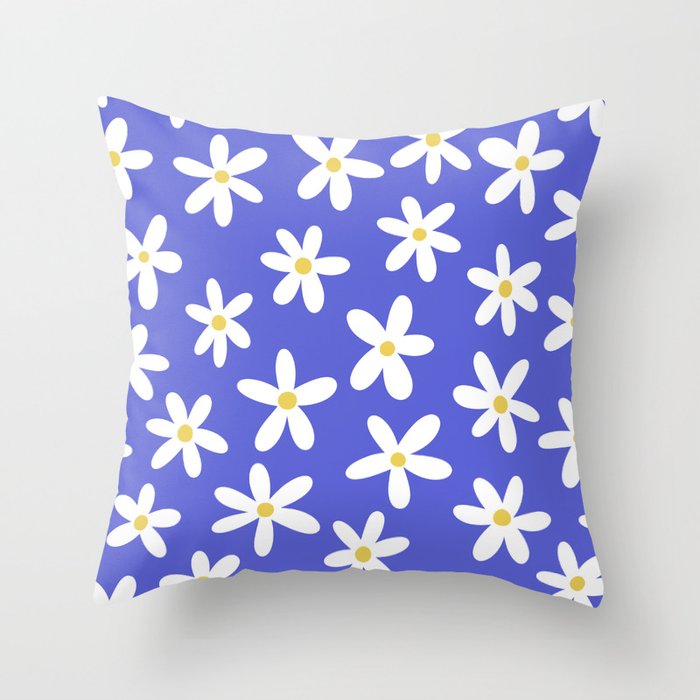 Daisies -- Blue Throw Pillow Gallery Image 6