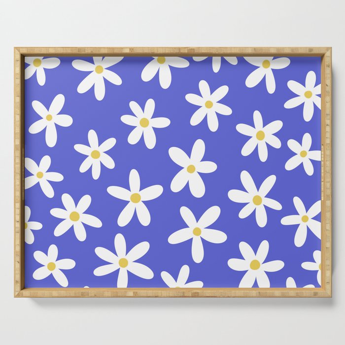 Daisies -- Blue Serving Tray Gallery Image 1