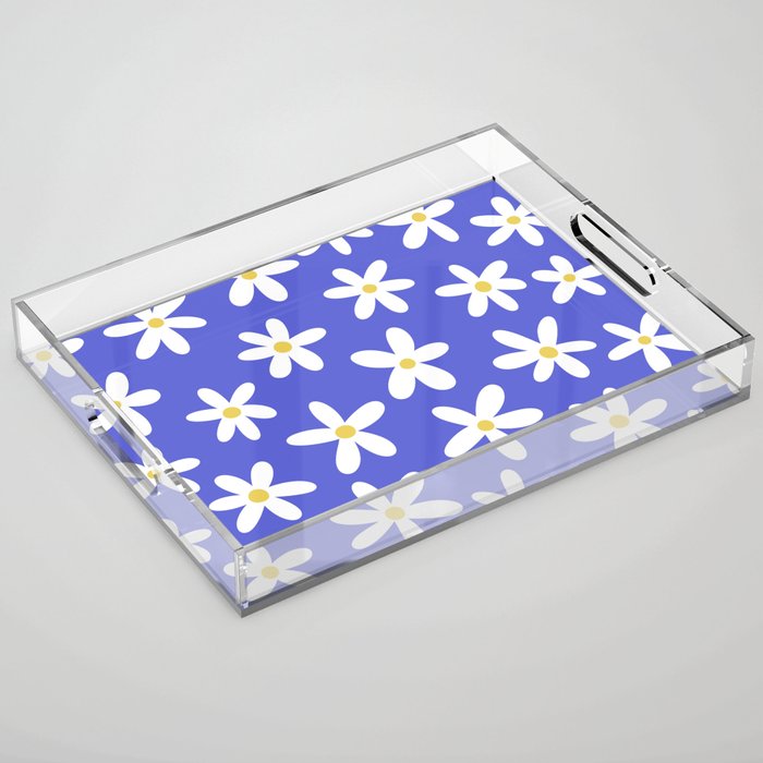 Daisies -- Blue Acrylic Tray Gallery Image 1
