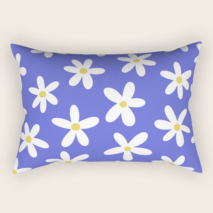 Daisies -- Blue Rectangular Pillow Gallery Image 2
