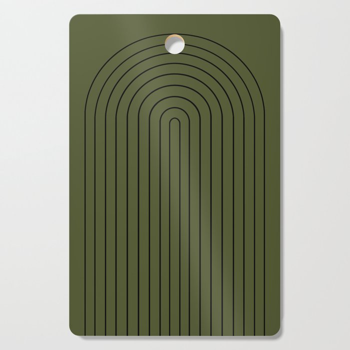 Minimal Arch XII Dark Green Modern Geometric Lines Cutting Board Gallery Image 1