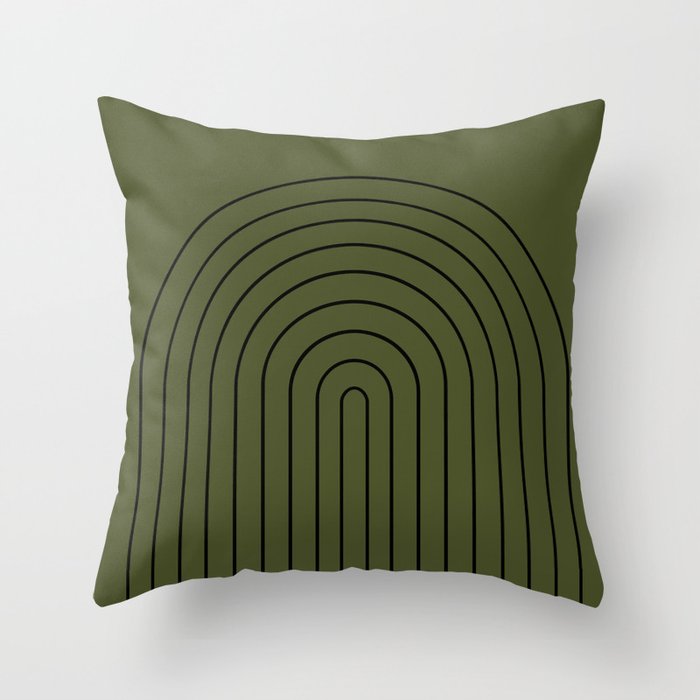 Minimal Arch XII Dark Green Modern Geometric Lines Throw Pillow Gallery Image 6