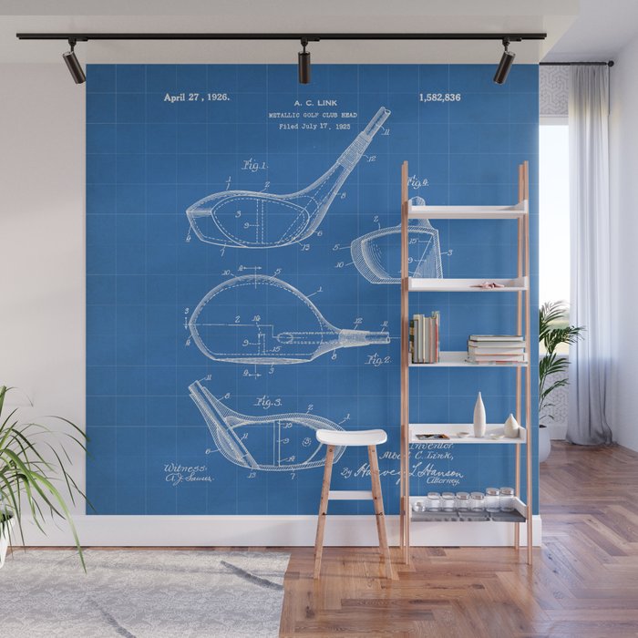 Golf Driver Patent - Golf Art - Blueprint Wall Mural Gallery Image 1