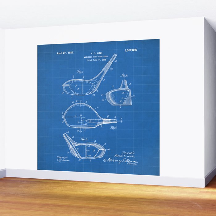 Golf Driver Patent - Golf Art - Blueprint Wall Mural Gallery Image 2