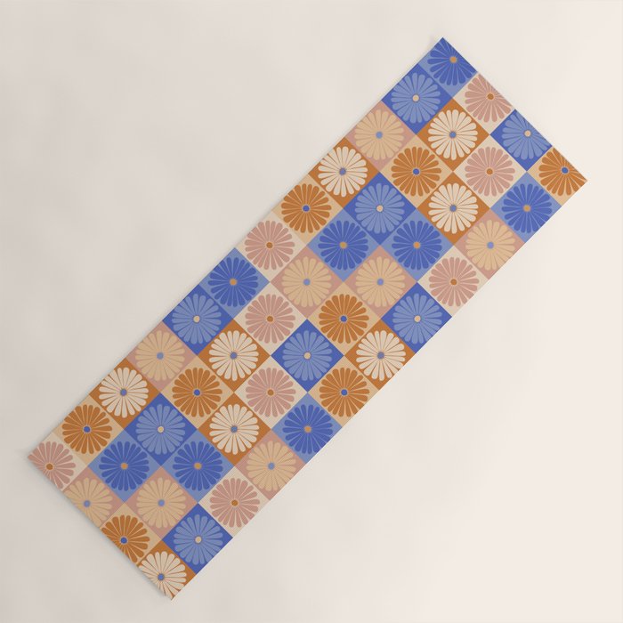 Retro Flowers Check Pattern XXII Yoga Mat Gallery Image 1
