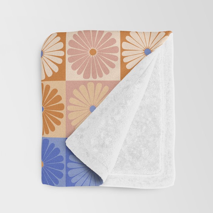 Retro Flowers Check Pattern XXII Throw Blanket Gallery Image 3