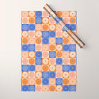 Retro Flowers Check Pattern XXII Wrapping Paper Gallery Image 1