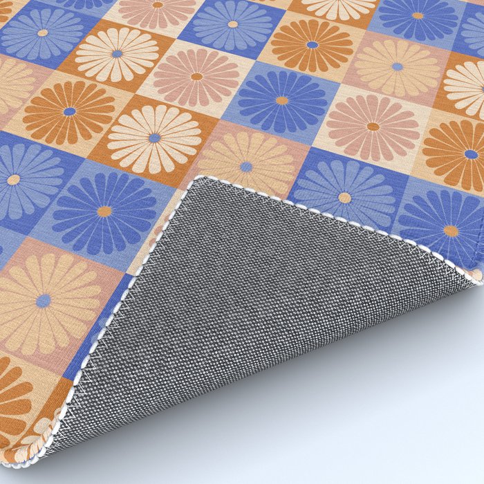 Retro Flowers Check Pattern XXII Rug Gallery Image 4